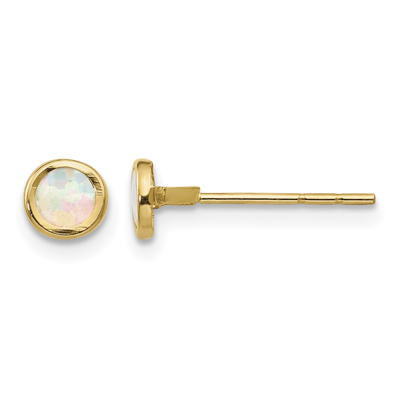 14K Madi K Polished Lab Created Opal Bezel Post Earrings (SE2472)