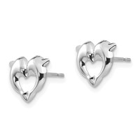 14K White Gold Madi K Heart Dolphins Post Earrings view 2
