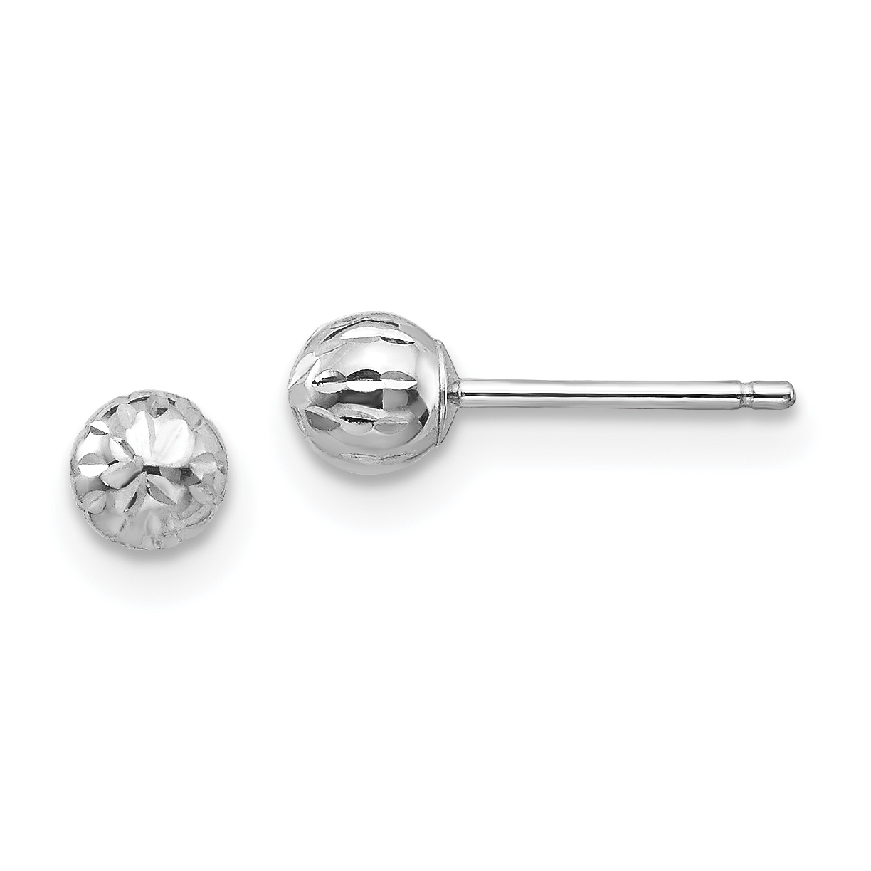 14K White Gold Madi K Diamond Cut 4M Ball Post Earrings (SE2480)