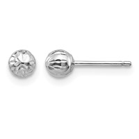 14K White Gold Madi K Diamond-Cut 4mm Ball Post Earrings view 1