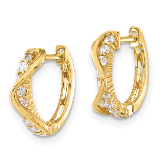 14ky Madi K Childrens Polished Fancy CZ Hinged Round Hoop Earrings