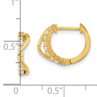14K Yellow Gold Madi K Childrens Polished Fancy CZ Hinged Round Hoop Earrings view 3