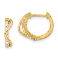 14K Yellow Gold Madi K Childrens Polished Fancy CZ Hinged Round Hoop Earrings view 1