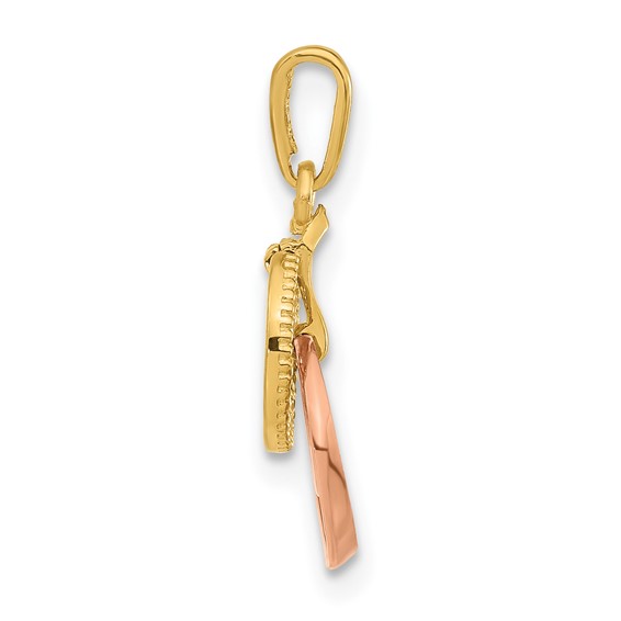 14k Madi K Yellow & Rose Gold CZ Circles Pendant