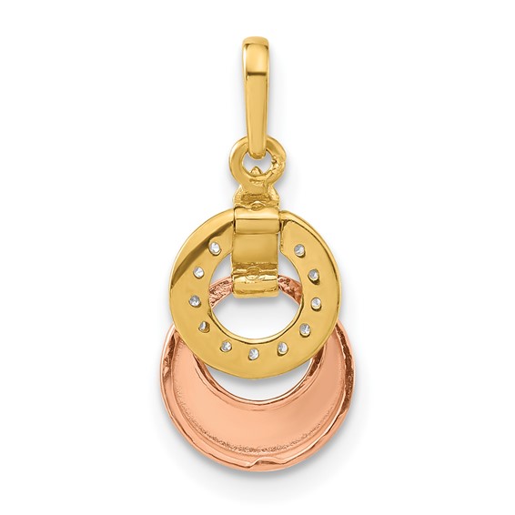 14k Madi K Yellow & Rose Gold CZ Circles Pendant