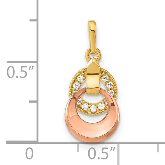14k Madi K Yellow & Rose Gold CZ Circles Pendant