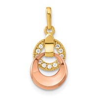 14K Madi K Yellow & Rose Gold CZ Circles Pendant view 1