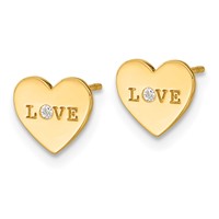 14K Yellow Gold Madi K Polished Love CZ 7.5mm Heart Post Earrings view 2