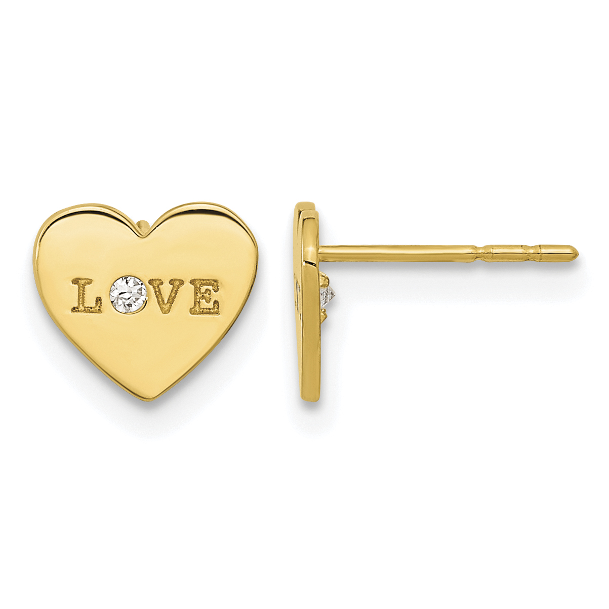 14k Madi K Polished Love CZ Heart Post Earrings (SE2503)