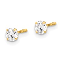 14K Yellow Gold Madi K Polished Reversible 4mm Ball and CZ Screwback Post Earrings view 2