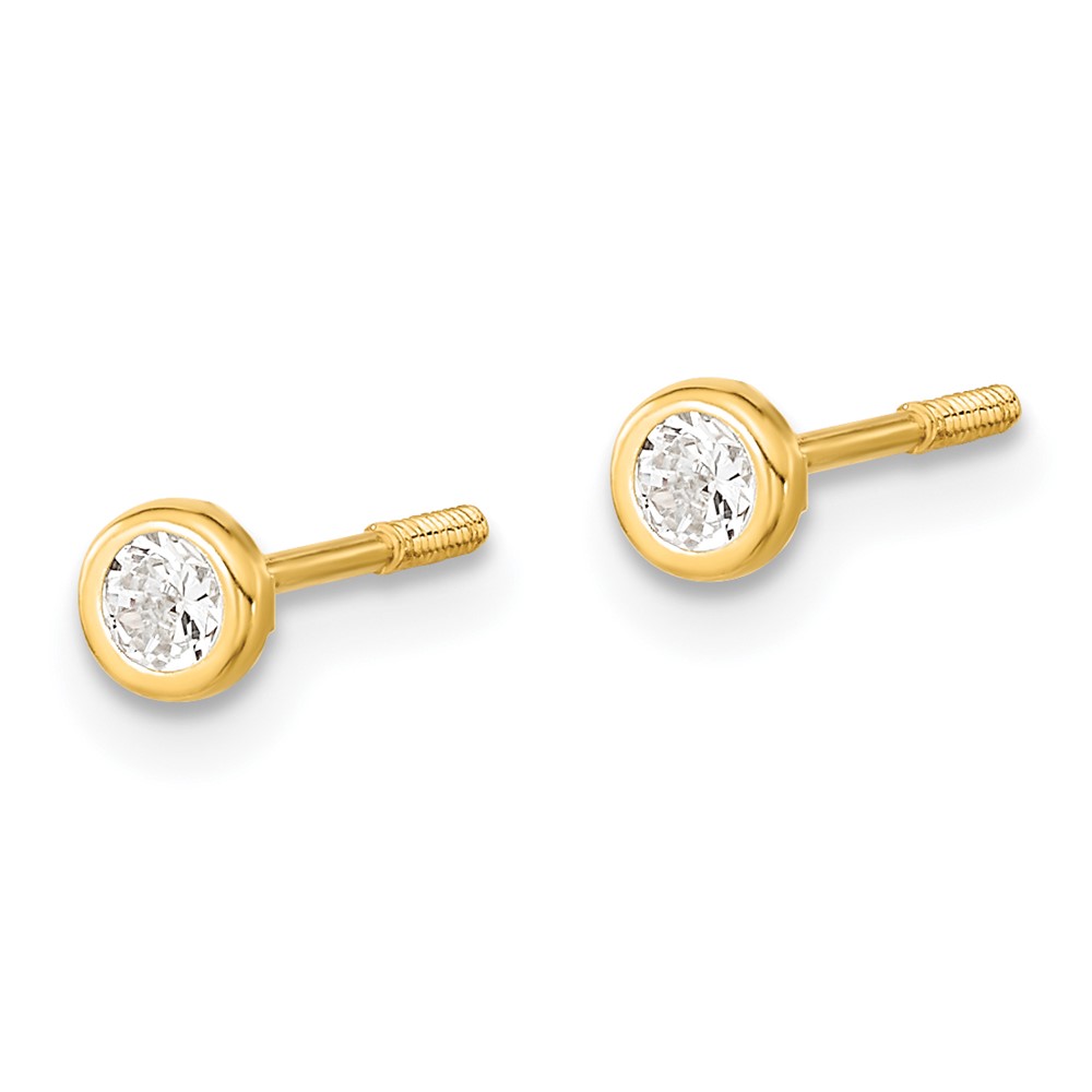 14k Madi K Yellow Gold Polished CZ Bezel Post Earrings (SE2506)