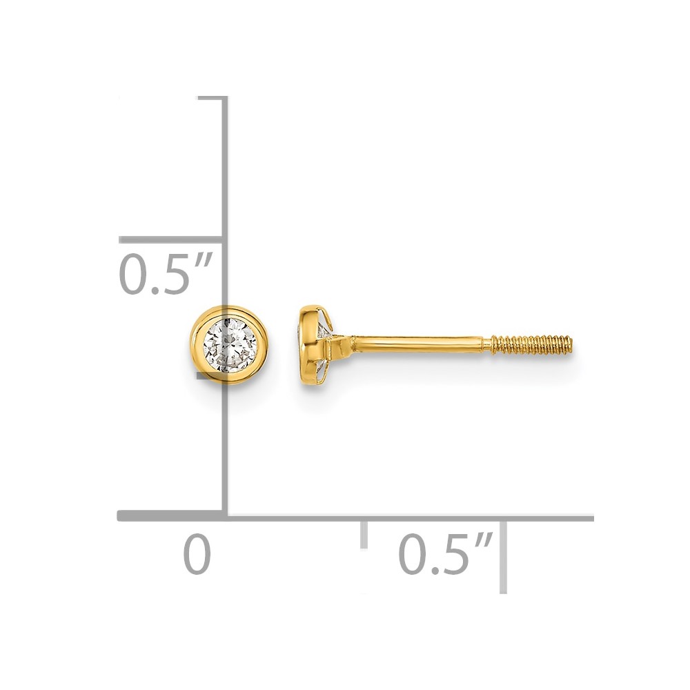 14k Madi K Yellow Gold Polished CZ Bezel Post Earrings (SE2506)