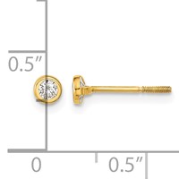 14K Yellow Gold Madi K Polished 3mm CZ Bezel Screwback Post Earrings view 3
