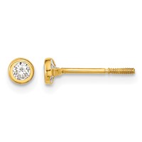 14K Yellow Gold Madi K Polished 3mm CZ Bezel Screwback Post Earrings view 1