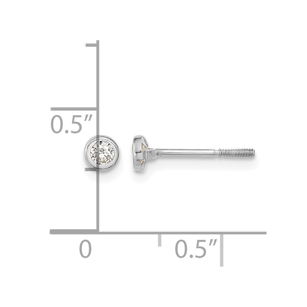 14k Madi K White Gold Polished CZ Bezel Post Earrings (SE2507)