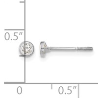 14K Madi K White Gold Polished CZ Bezel Screwback Post Earrings view 4