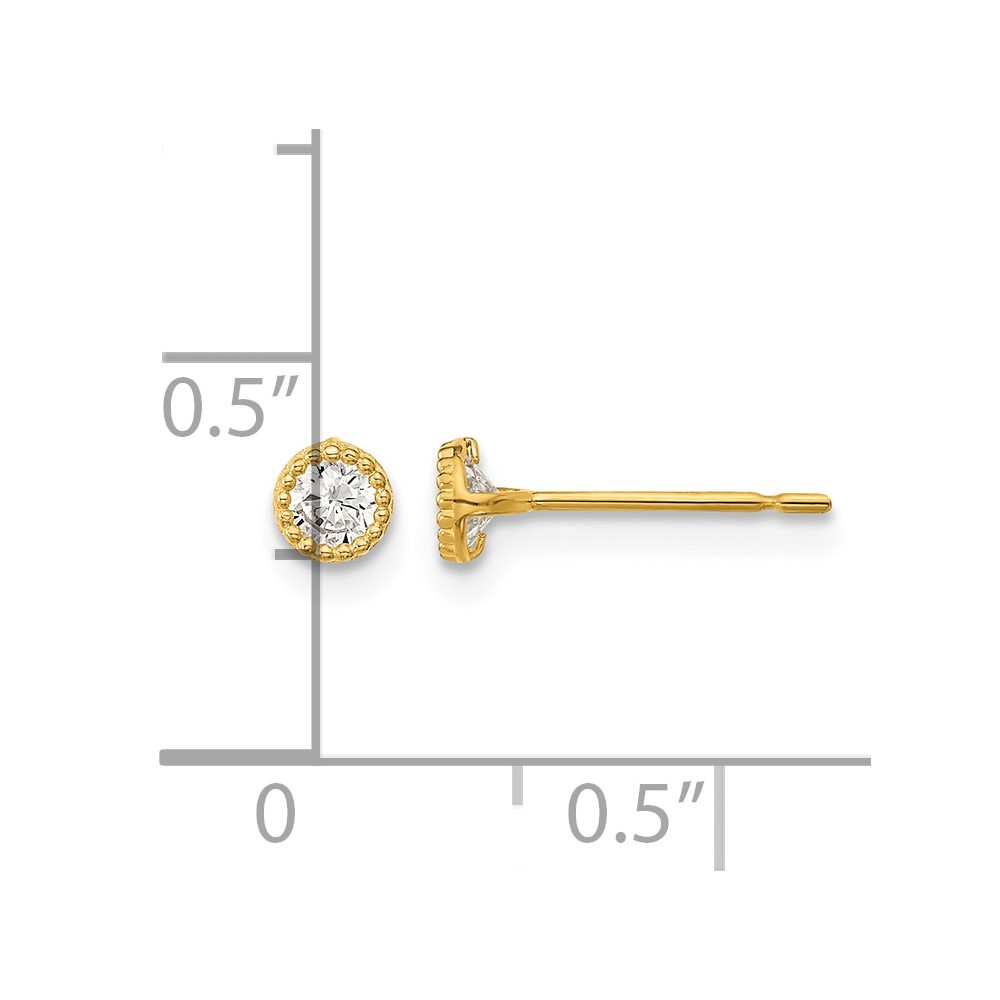 14k Madi K Milgrain Bezel CZ Post Earrings (SE2508)