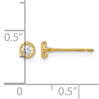 14K Yellow Gold Madi K 4mm Round CZ Milgrain Bezel Post Earrings view 3