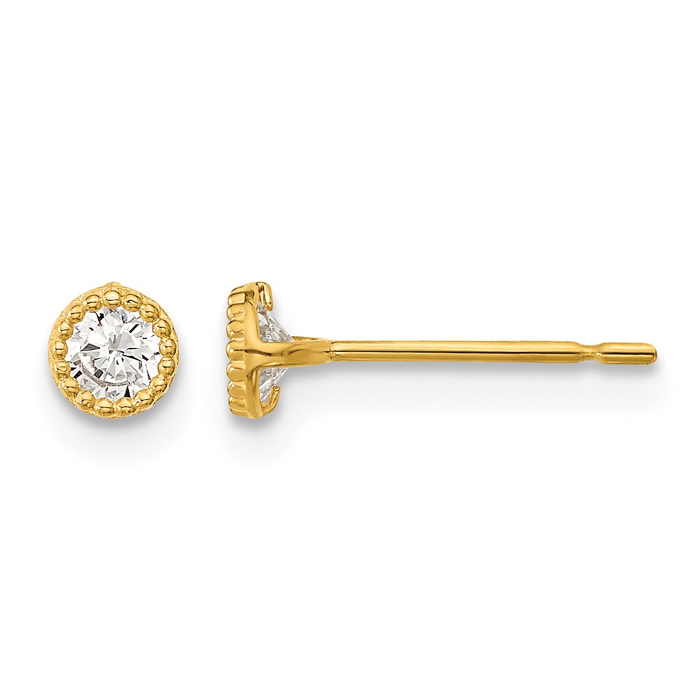 14k Madi K Milgrain Bezel CZ Post Earrings (SE2508)
