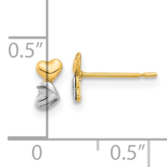 14k Madi K Two-tone Double Heart Childrens Post Earrings