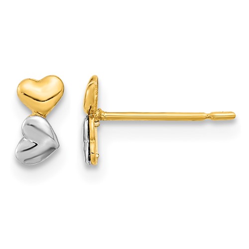 14K Madi K Two-tone Double Heart Post Earrings