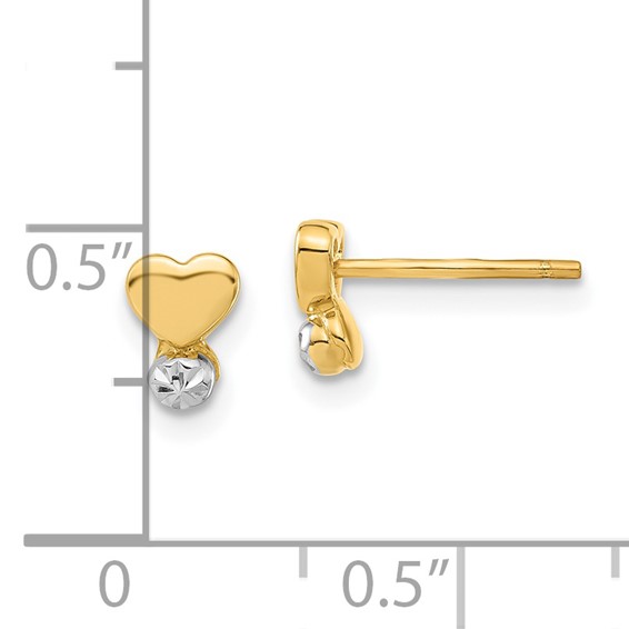 14ky Madi K Childrens Rhodium-plated Polished D/C Heart Post Earrings