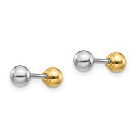 14K Two-tone Madi K Reversible 4mm Ball Screwback Post Earrings view 2