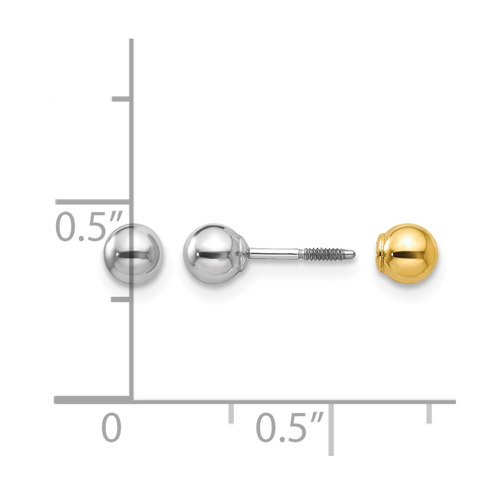 14k Two-tone Madi K Reversible 4mm Ball Earrings (SE254)