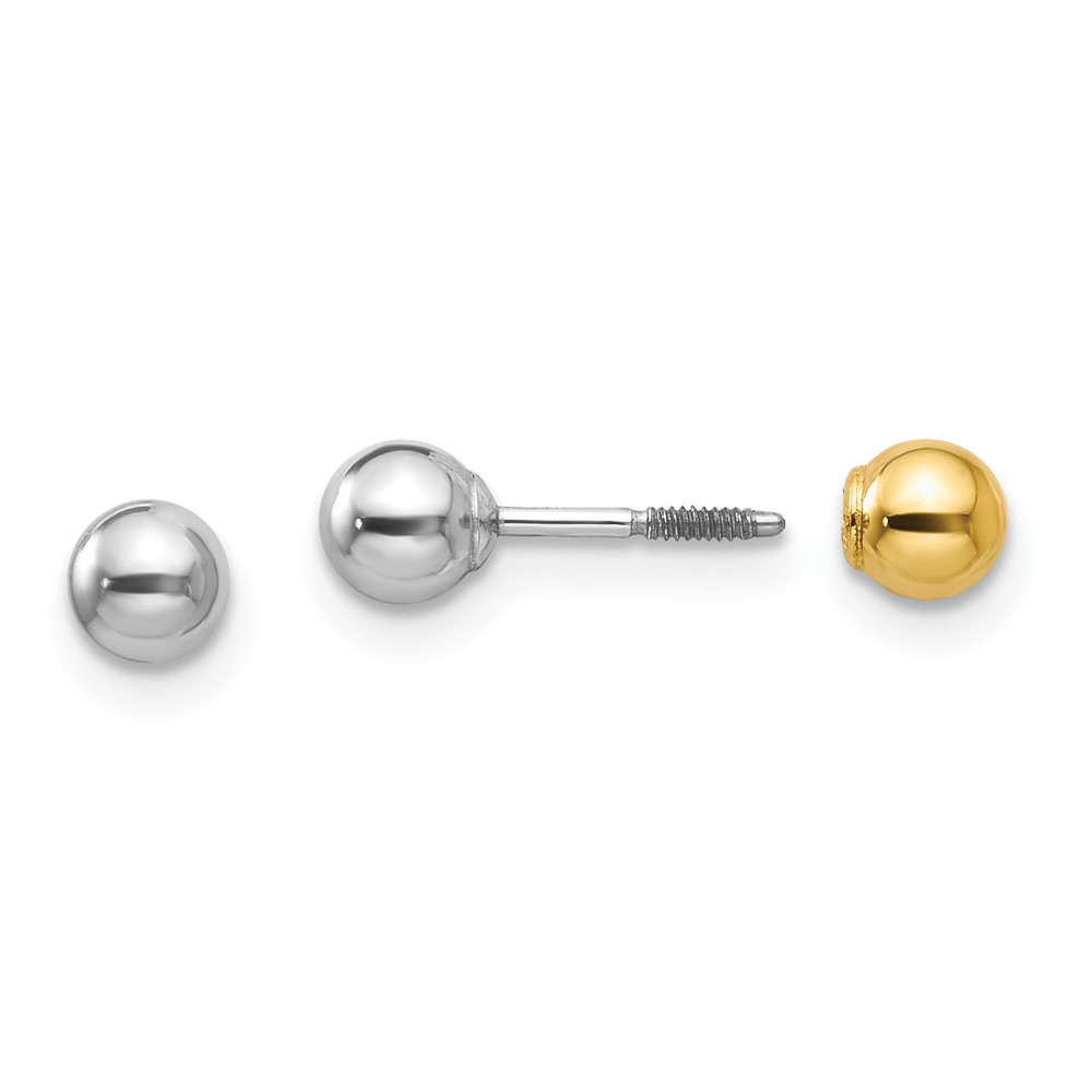 14k Two-tone Madi K Reversible 4mm Ball Earrings (SE254)