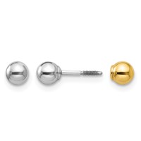 14K Two-tone Madi K Reversible 4mm Ball Screwback Post Earrings view 1