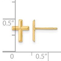 14K Yellow Gold Madi K Polished 3-D Cross Post Earrings view 3