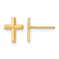 14K Yellow Gold Madi K Polished 3-D Cross Post Earrings view 1