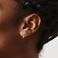 14K Yellow Gold Madi K CZ Cross Post Dangle Earrings view 3