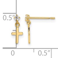 14K Yellow Gold Madi K CZ Cross Post Dangle Earrings view 4