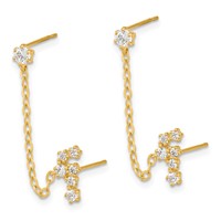 14K Yellow Gold Madi K CZ Stars and Constellation Double Post Earring with Chain Single view 2