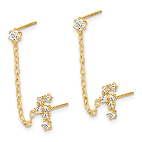 14k Madi K CZ Stars and Constellation Double Post with Chain Single Earring