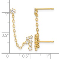 14K Yellow Gold Madi K CZ Stars and Constellation Double Post Earring with Chain Single view 3