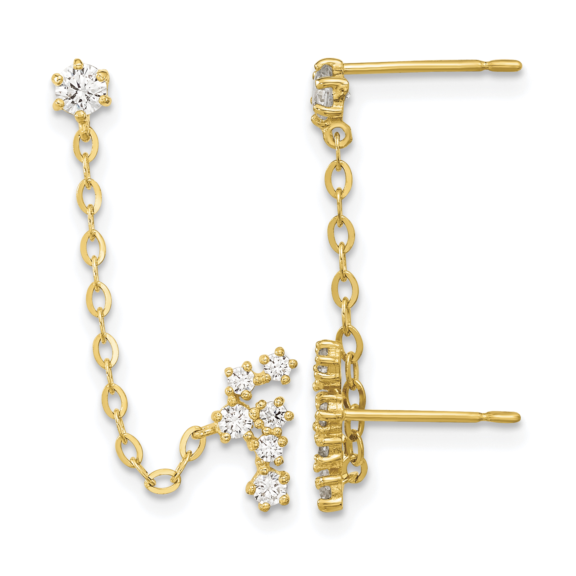 14k Madi K CZ Double Post w/Chain Constellation Earring (SE2548)
