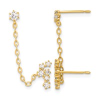 14K Yellow Gold Madi K CZ Stars and Constellation Double Post Earring with Chain Single view 1