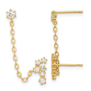14k Madi K CZ Stars and Constellation Double Post with Chain Single Earring
