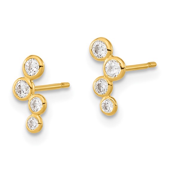 14k Madi K 4-CZ Drop Bezel-Set Post Earrings