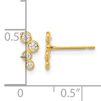14K Yellow Gold Madi K 4-CZ Drop Bezel-Set Post Earrings view 3