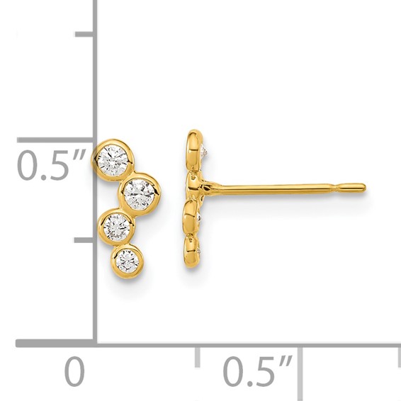 14k Madi K 4-CZ Drop Bezel-Set Post Earrings