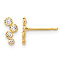 14K Yellow Gold Madi K 4-CZ Drop Bezel-Set Post Earrings view 1