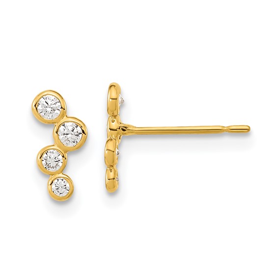 14k Madi K 4-CZ Drop Bezel-Set Post Earrings