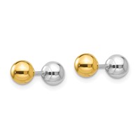 14K Two-tone Madi K Reversible 5mm Ball Screwback Post Earrings view 2