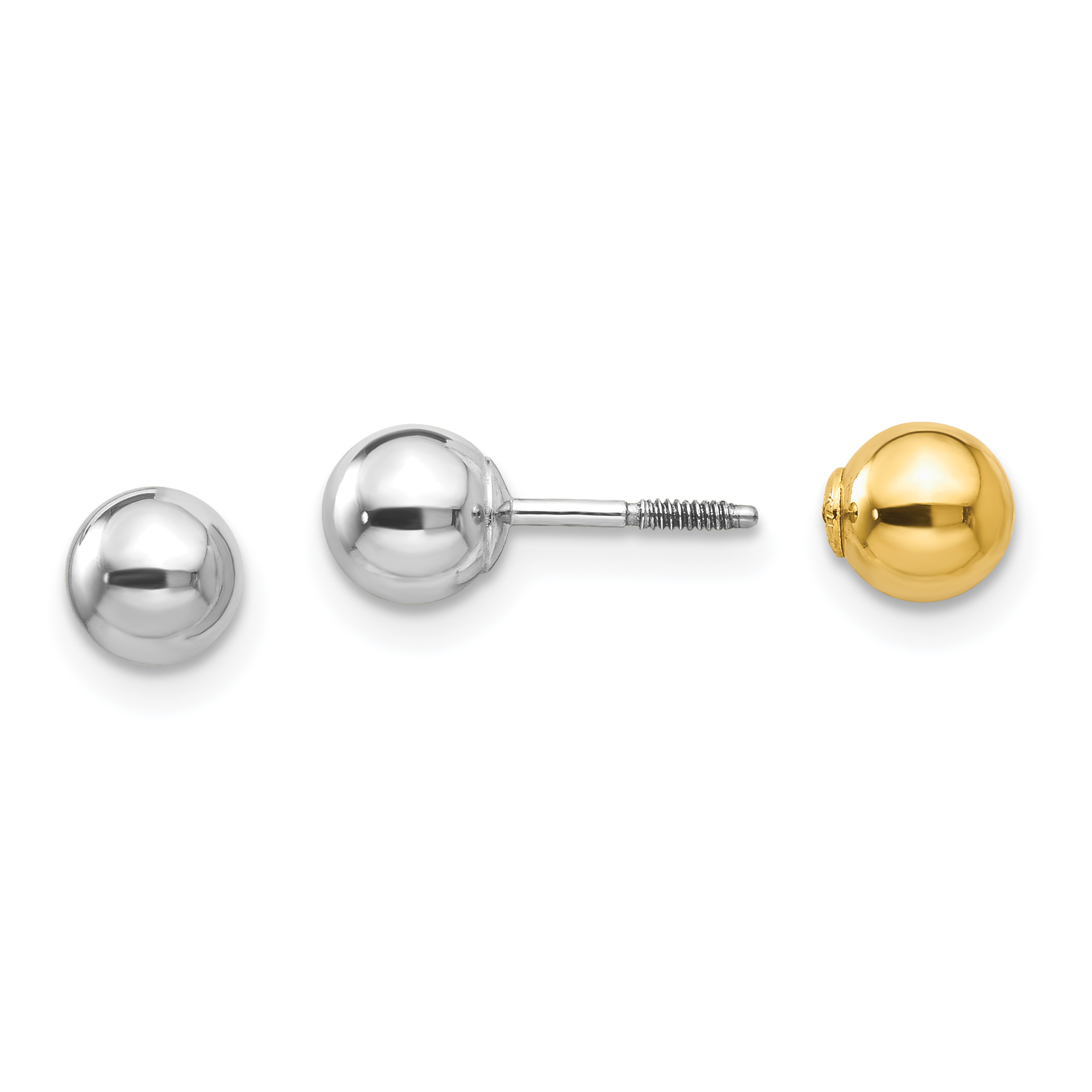 14k Two-tone Madi K Reversible 5mm Ball Earrings (SE255)