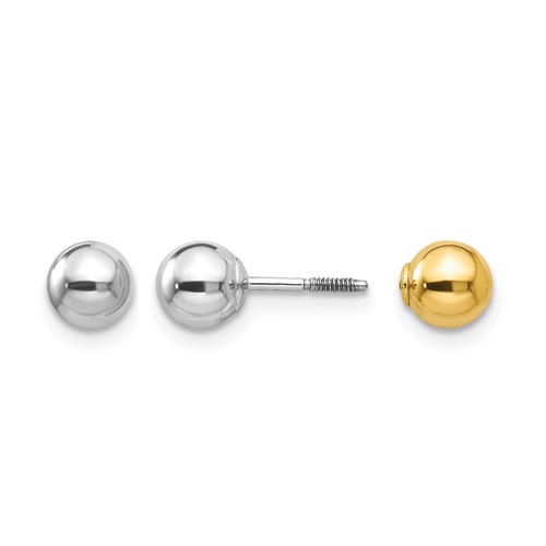 14K Two-tone Madi K Reversible 5mm Ball Screwback Post Earrings