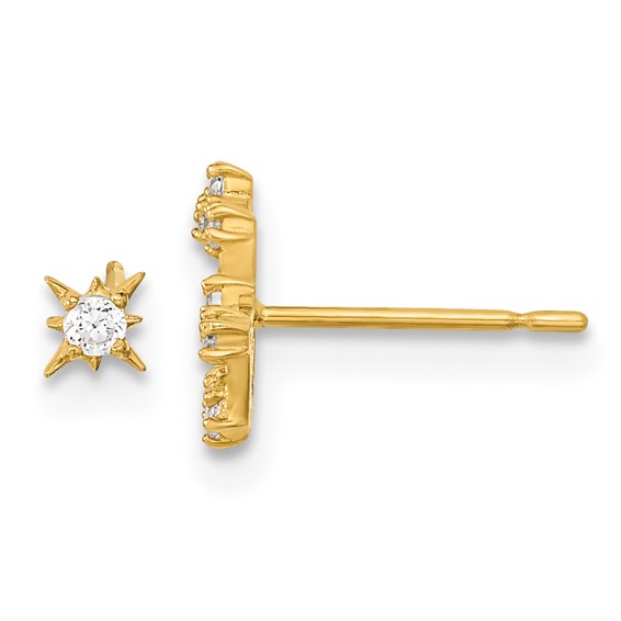 14k Madi K CZ 1 Stud Star and 1 Little Dipper Post Earrings