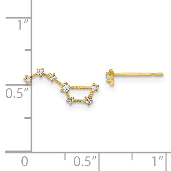 14k Madi K CZ 1 Stud Star and 1 Little Dipper Post Earrings